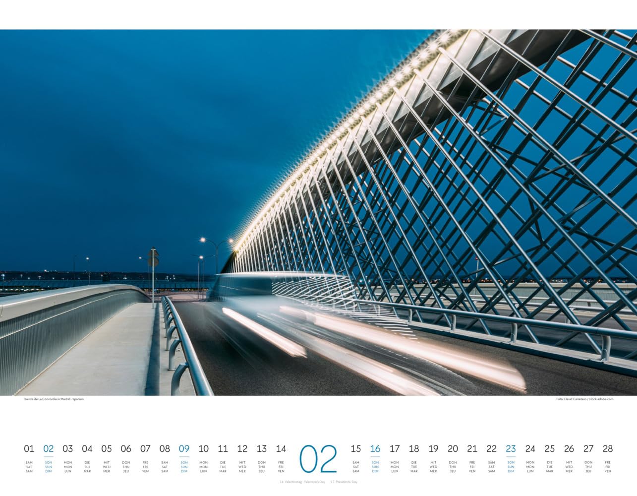 Brücken Kalender 2025, Wandkalender im Querformat (54x42 cm) - Architektur-Kalender