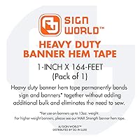 Vista 2 de Paquete de 1 cinta permanente de doble cara con dobladillo de pancarta resistente de 1 pulgada (1 pulgada x 164 pies/54.5 yardas)