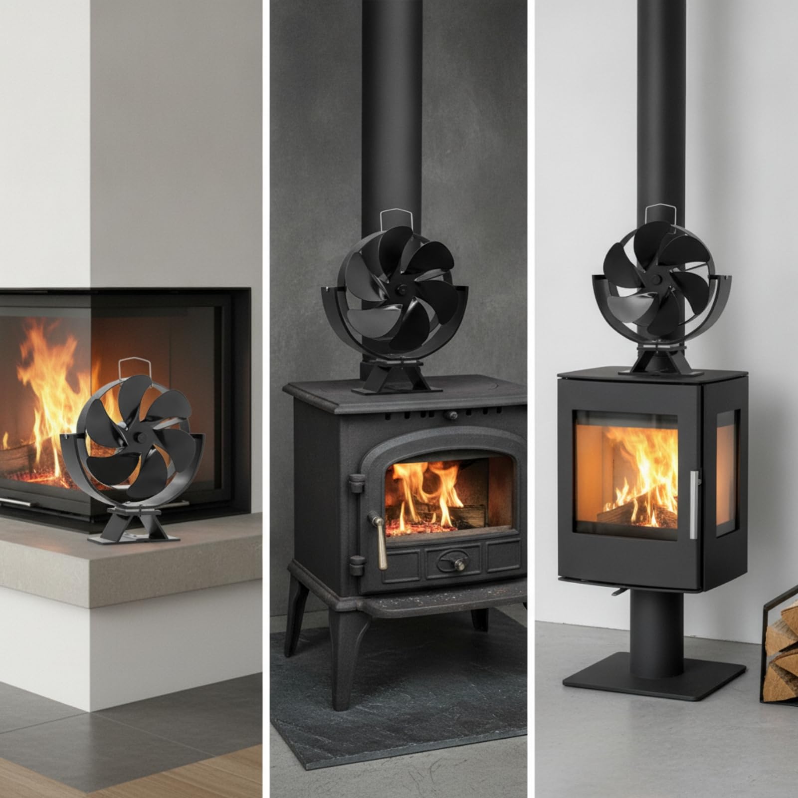 predolo Ventilador con Alimentación Térmica Silencioso Ventilador Autoalimentado Eficiente para Chimenea, Xz1310 7-Blade