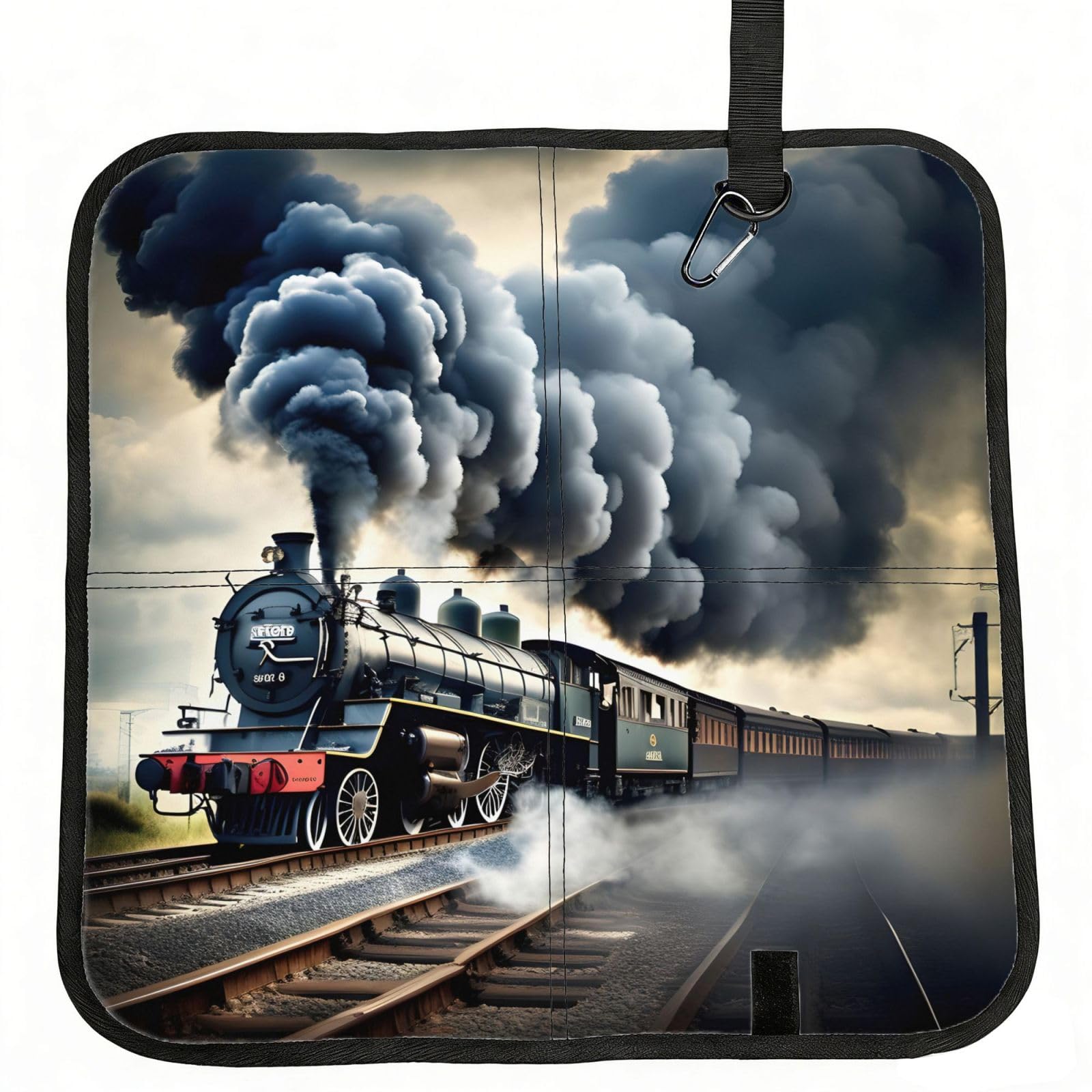 NImongt Steam Train Clouds Print Portable Chair Pad Foldable Seat Cushion Outdoor Seating Office Picnic Camping