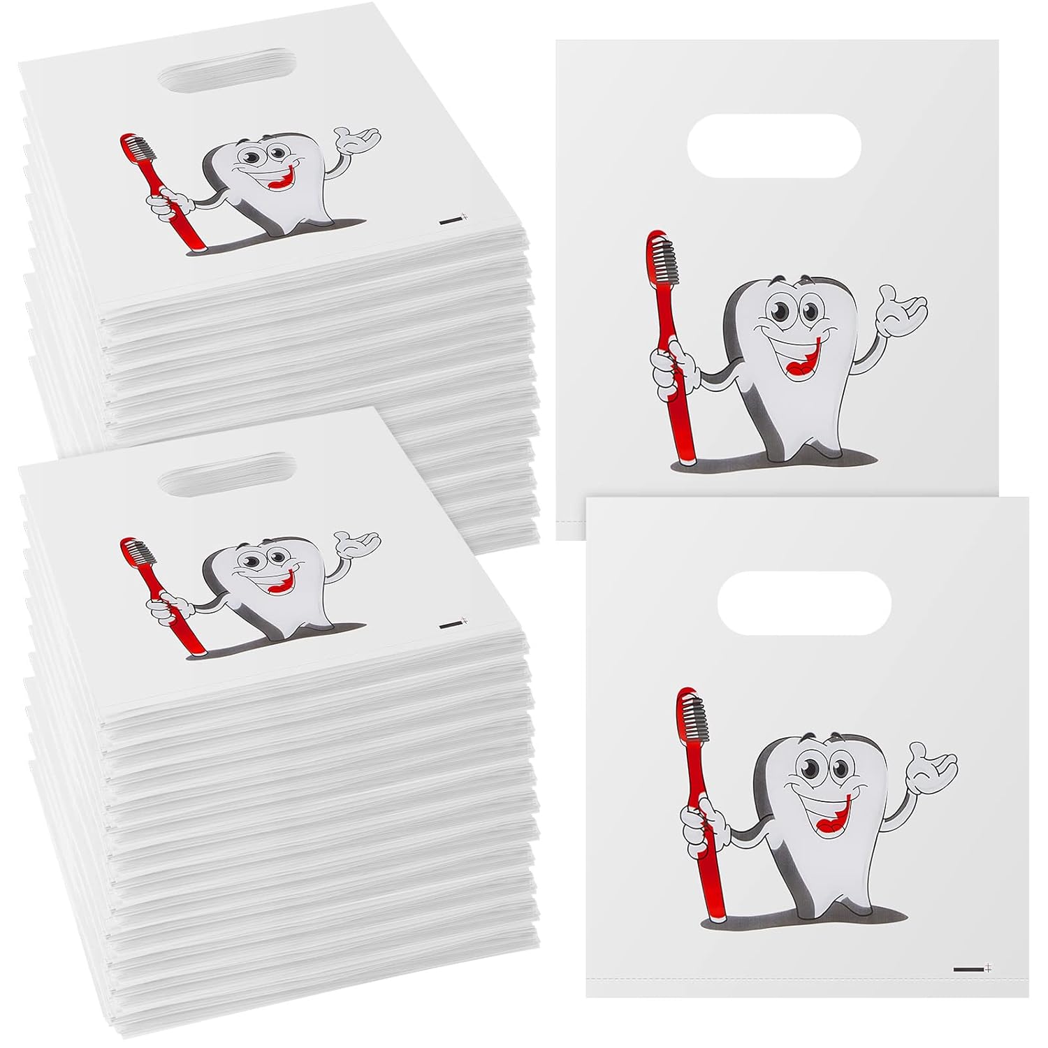 Colarr 200 Pcs Dental Bags for Patients Bulk 9 x 8 Inches Plastic Dental Tooth Merchandise Goodie Bag for Hygienist Dentist Patient Care Clinics Encouragement Gifts Party Favors(Patient)