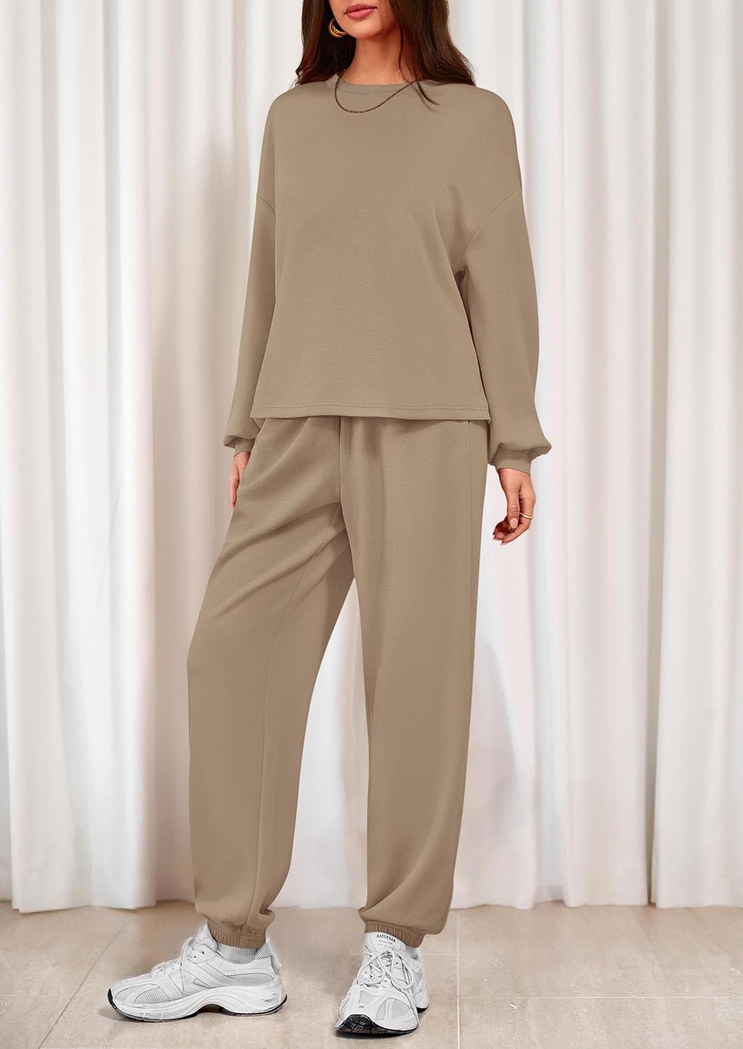 PRETTYGARDEN Women's Two Piece Lounge Sets 2025 Fall Airport Outfits Long Sleeve Pullover Tops Sweatpants Matching Clothing - Image 5