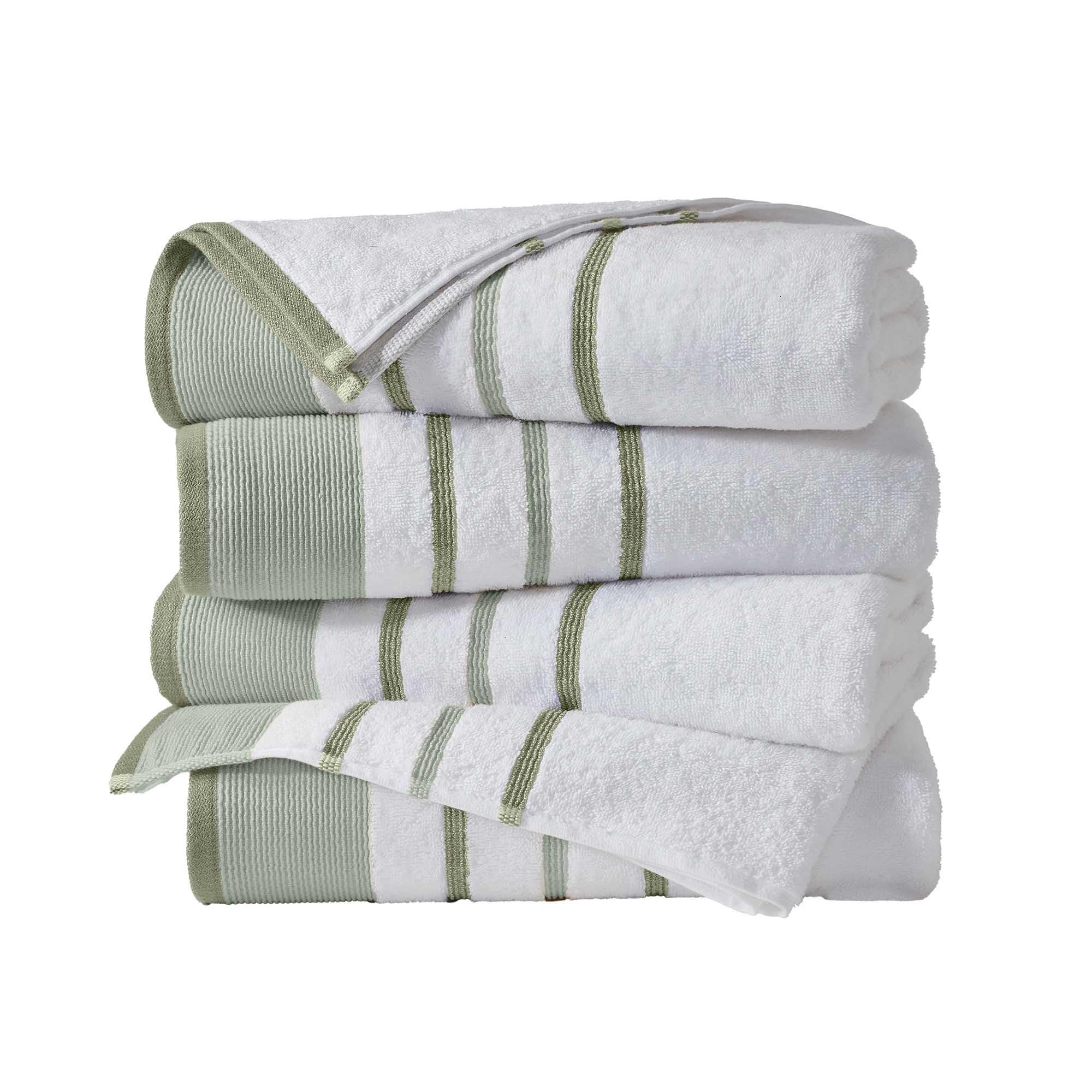 Decorative Bath Towel Set - Luxury Cotton 4 Pack 54x27 Bath Towel Set - Luxurious, Ultra-Soft, Durable Towels for Bathroom Decor (Desert Sage Green/Moss Green)