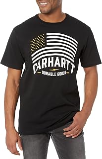 Mens Relaxed Fit Midweight Short-Sleeve Flag Graphic T-Shirt