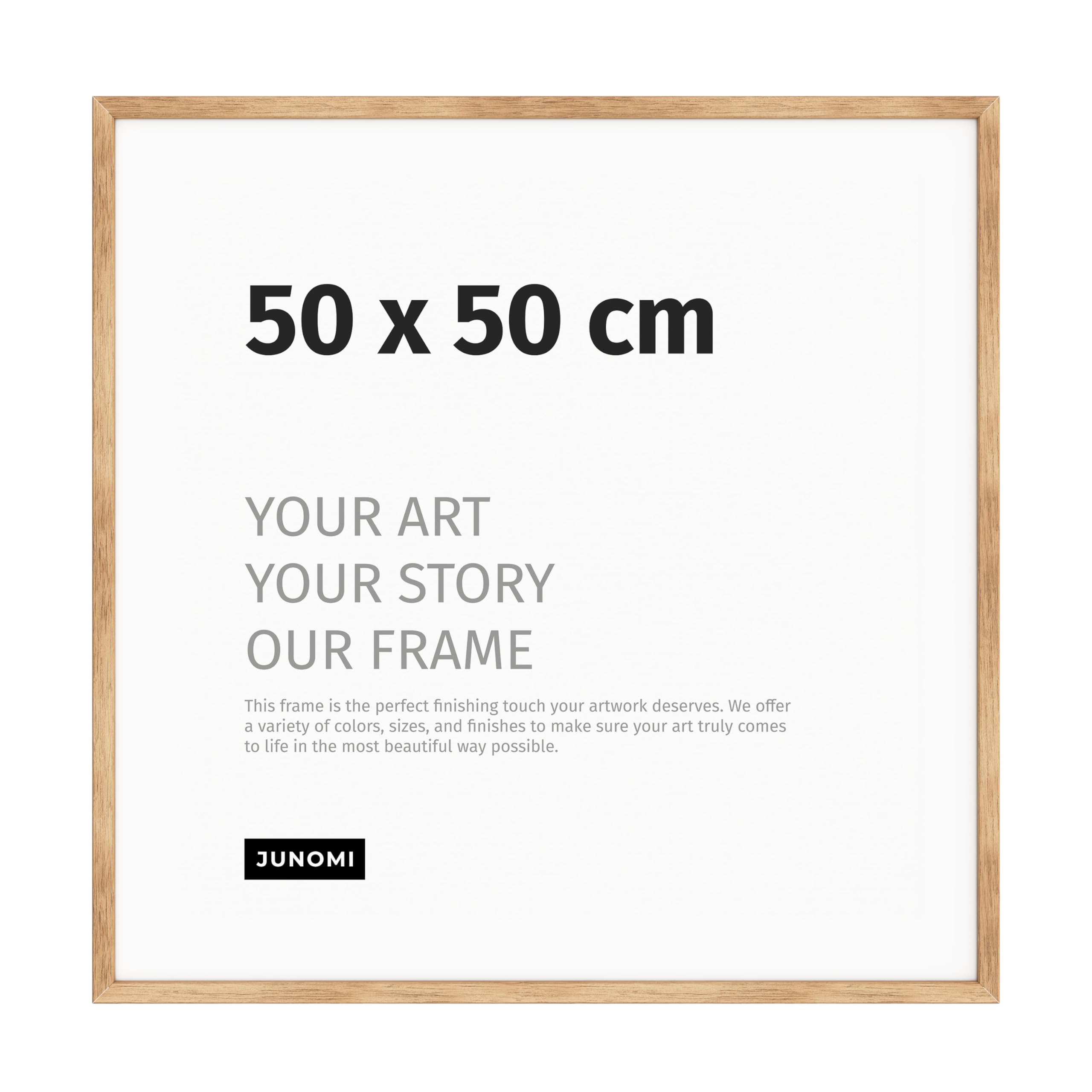 JUNOMI Premium Oak Picture Frame 50 x 50 cm - Real Oak Wood Frame with Shatterproof Acrylic Front, 50 x 50 cm / 1x - Image 2