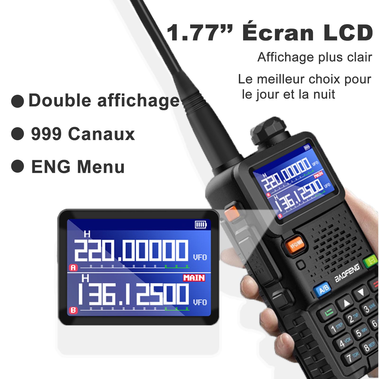 BAOFENG UV-5RM Walkie Talkie Multi-Band Long Range Handheld Transceiver NOAA USB-C Charging Upgrade of UV-5R Wireless Air Band 1.77in LCD Screen with Programming Cable