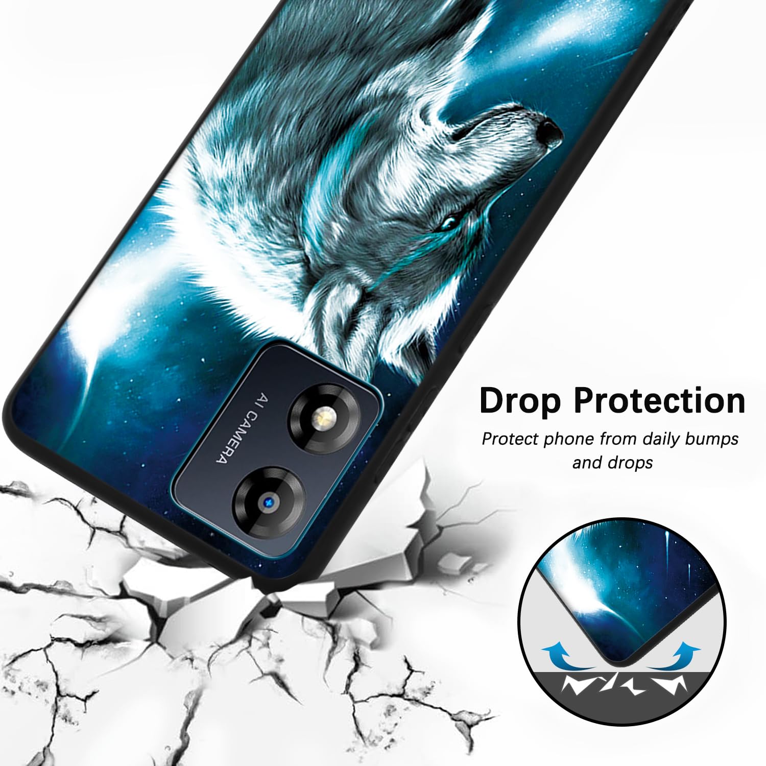 Custodia per Motorola Moto E13 (6.50 Pollice),Nero Cover Silicone
