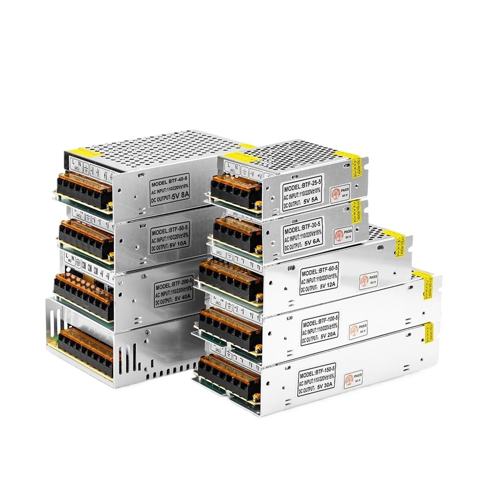 PWANUIGTE 1pcs DC5V 2A 3A 4A 5A 8A 10A 12A 20A 30A 40A 60A Switch LED Power Transformer Adapter(5V 60A 300W)