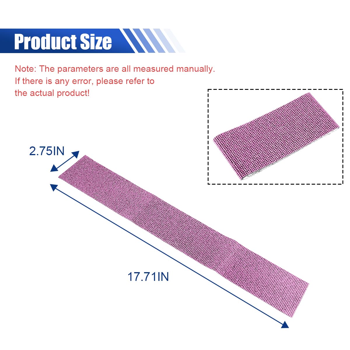 2PCS Car Door Edge Entry Guard, Bling Rhinestone Car Anti-Collision Adhesive Sticker Strip, Door Sill Strip for Rear Bumper Car SUV, Threshold Protective Stickers for Women (Pink)