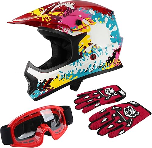 Miniatura 14 de TCT-MOTORPARTS DOT - Casco de motocross para niños y jóvenes, casco de cara completa para motocross, ATV, todoterreno, casco de cuatro ruedas