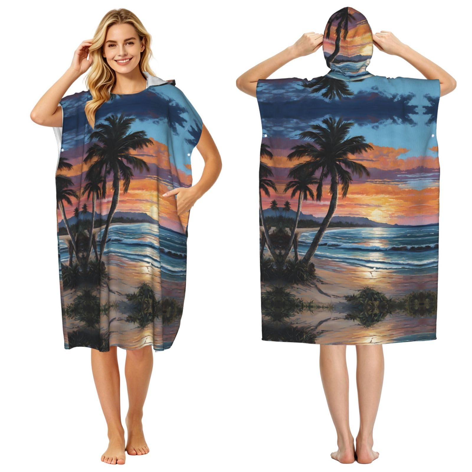 Poncho d'été léger pour le surf et le bain avec motif hamac