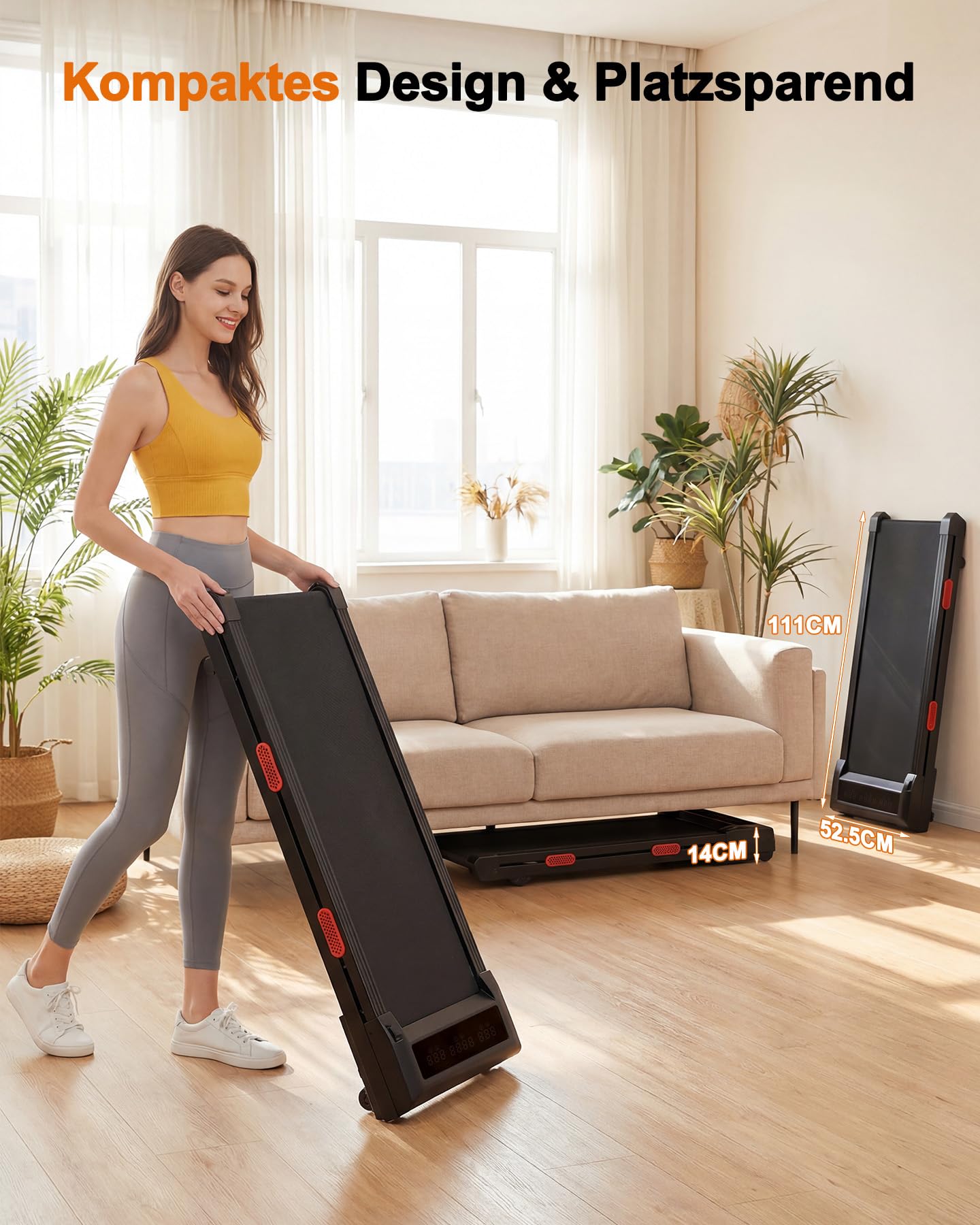 Raceable Walking Pad mit Steigung, Lacuffy Laufband für Zuhause mit APP-Steuerung, unter dem Schreibtisch Laufband mit AI-Training und Multi-Runner-Rennen, Max 136kg