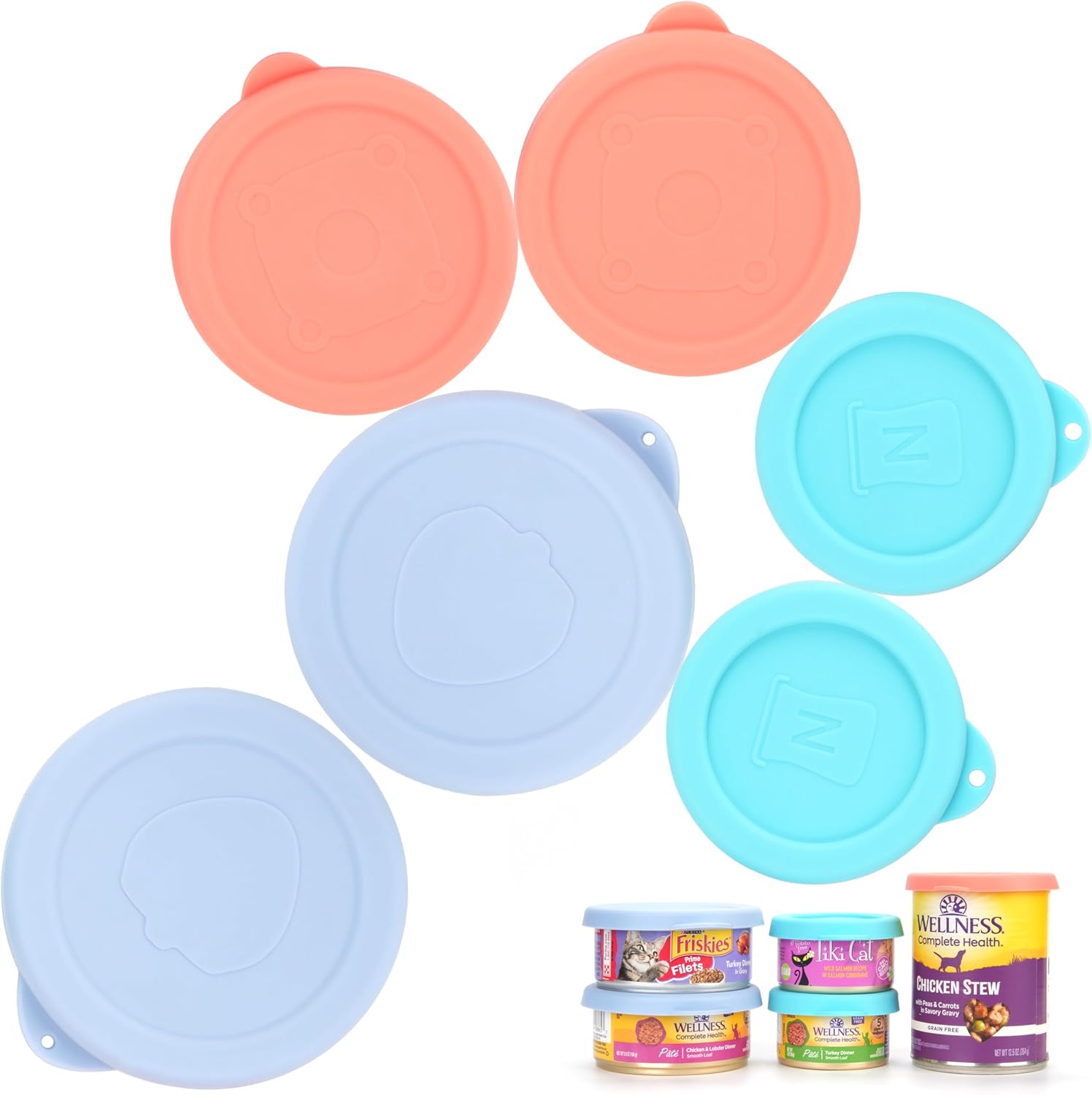 4 Packs Silicone Can Lids for Canned Goods, 3.0''|3.2''|3.5''|4.0-inches Fit for 5oz, 5.5oz, 12oz, 12.5oz, 15.6oz 16oz etc. | Food Sealing Lids | Can Covers Toppers | Different Sizes