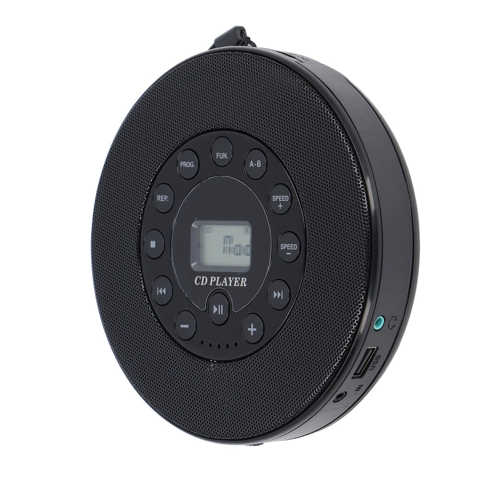SIXRUN Lettore CD Portatile, Lettore CD Bluetooth ABS con Altoparlante Integrato, Batteria Ricaricabile da 2000 MAh, Uscita da 3,5 Mm per Viaggi in Auto e Ascolto di Musica a Casa (BLACK)