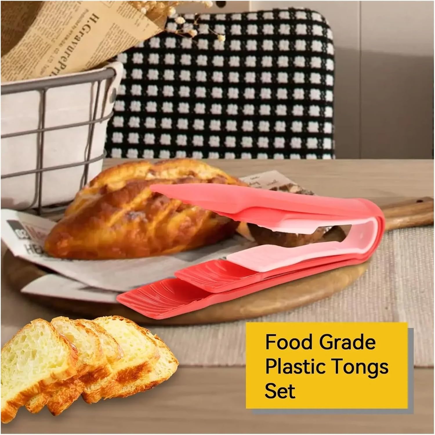 BBQ Tongs, BBQ 3Pcs/Set Serving Tongs Non Sticky Clamps Kitchen Baking Cooking Tool for Ice Bread Meat Accessories