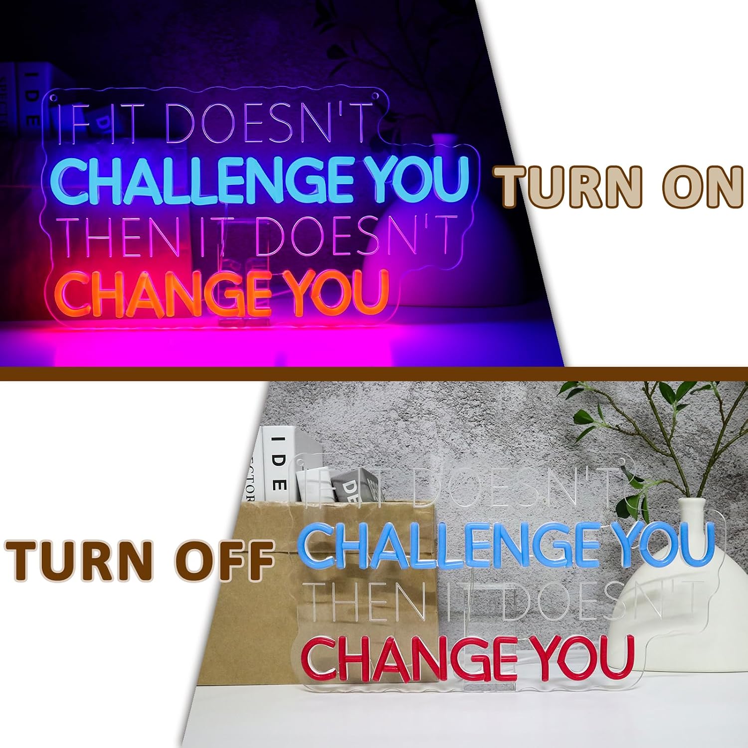 If It Doesn't Change You Then It Doesn't Change You Neon Sign for Wall Decor, USB Dimmable Led Signs for Wall Decor, Motivational Neon Lights for Gym Fitness Club Sports Room Office