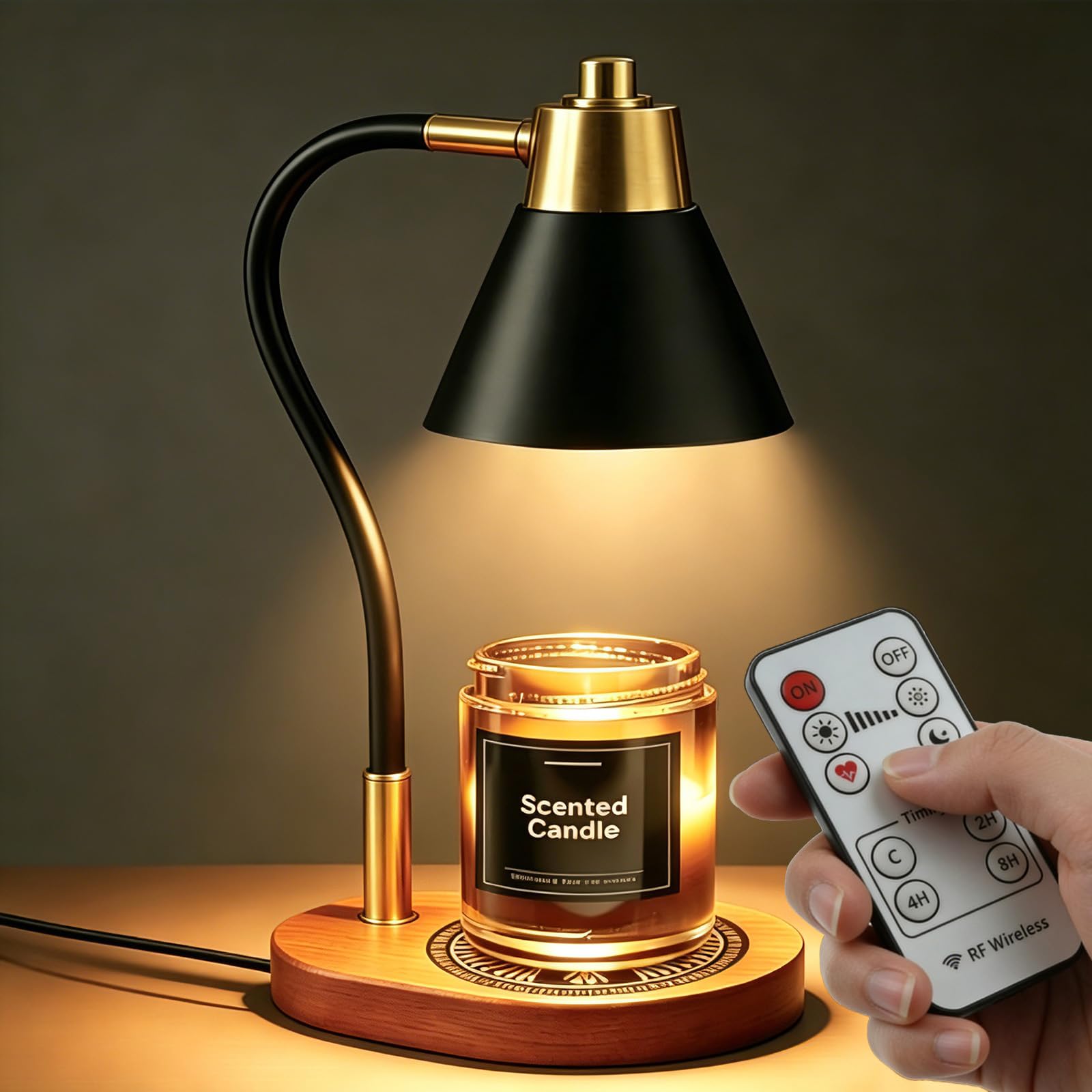 Candle Warmer Lamp with Timer and Wireless Remote Control, Gifts for Women, House Warming Gifts New Home Decor, Adjusting different shapes Adjustable Candle Light, for Jar Candles with 2 * 50W Bulbs