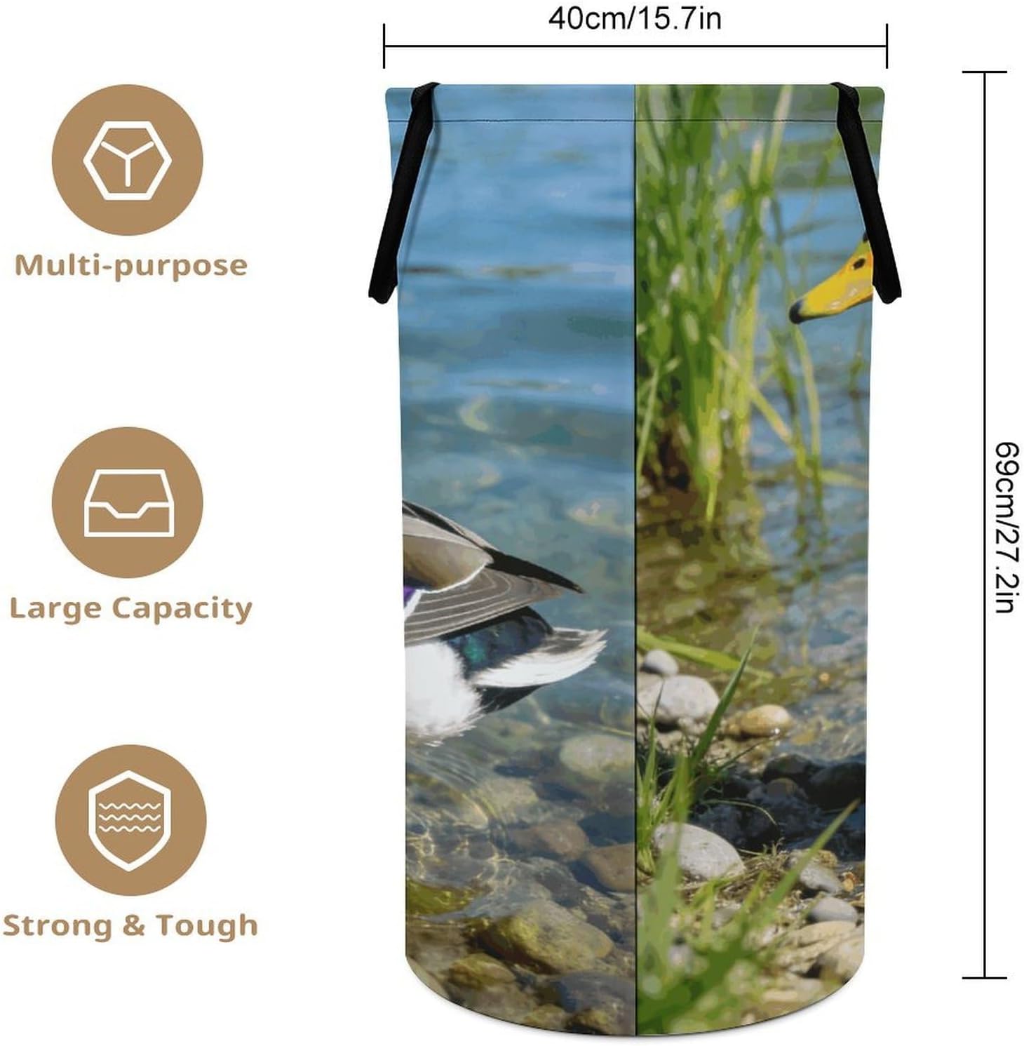 Mallard Duck Laundry Hamper Portable Lightweight Clothes Hampers Fashion Dirty Laundry Storage Basket Large Capacity Foldable Clothes Baskets for Bathroom Bedroom