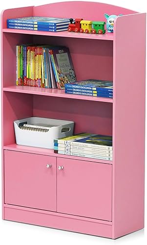 Miniatura 6 de FURINNO Elegante estantería Kidkanac con gabinete de almacenamiento color rosa