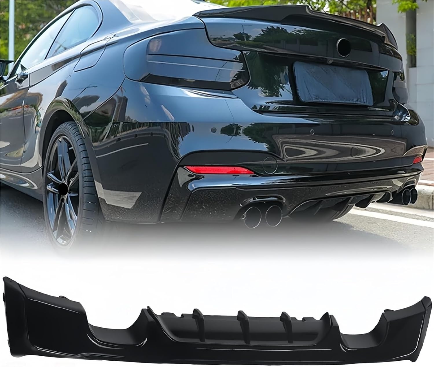 Gloss Black Rear Bumper Diffuser Splitter Compatible with B M W F22 F23 2 Series 230i M235i M240i 2014-2021 Tuning Body Kits(Gloss Black A)