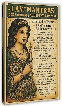 AUHUE I AM MANTRAS Canvas Poster Paintings for Wall Art Decoration Living Room Office Frame 16x24inch