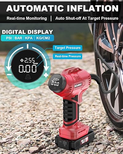 Miniatura 3 de Inflador de neumáticos, compresor de aire portátil, bomba de aire de mano de 150 PSI para neumáticos de automóvil con batería recargable de 20 V,