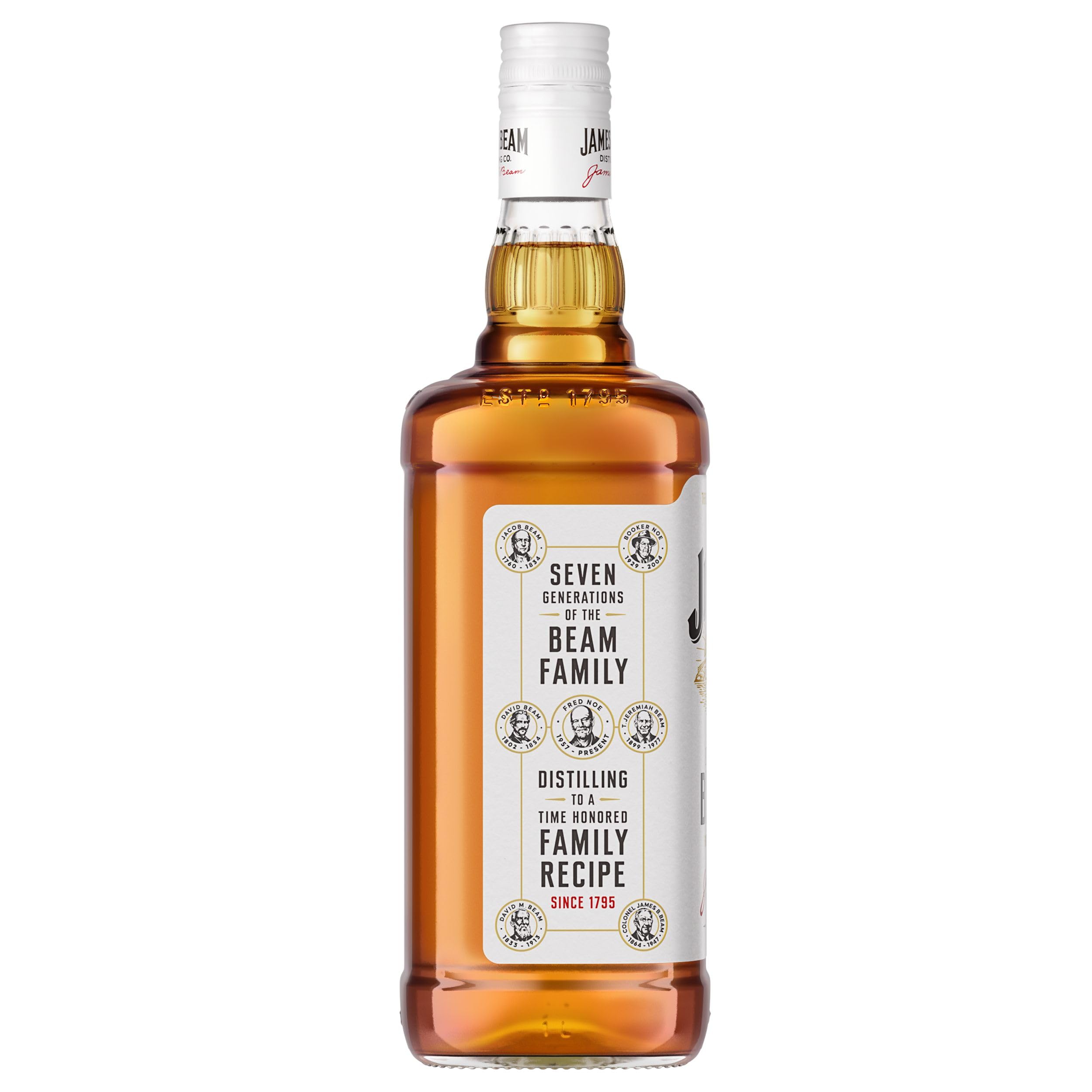 Jim Beam Kentucky Straight Bourbon Whisky, Bourbon distillato a bassa temperatura da un mix di cerali, 4 anni di invecchiamento - 1 bottiglia da 1L (Confezione da 3)