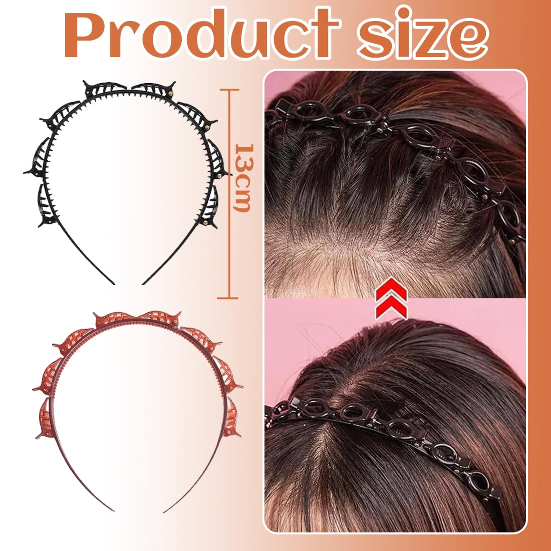 2 Pcs Cerchietti Per Capelli Con Fermagli Cerchietto A Forcina Fermagli Per Capelli Intrecciati Doppia Frangia Forcine Per Acconciatura