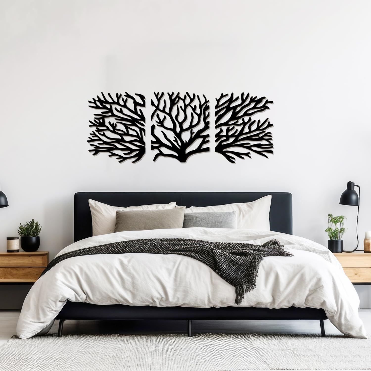 Tree of Life Wall Art Wooden Tree Life Wall Decor with Three Birds 12 Inch Round Family Tree Life Wall Hanging Plaque for Bedroom Living Room Kitchen Office Farmhouse Decor Indoor Outdoor (Tree of Life Wall Art - Black)