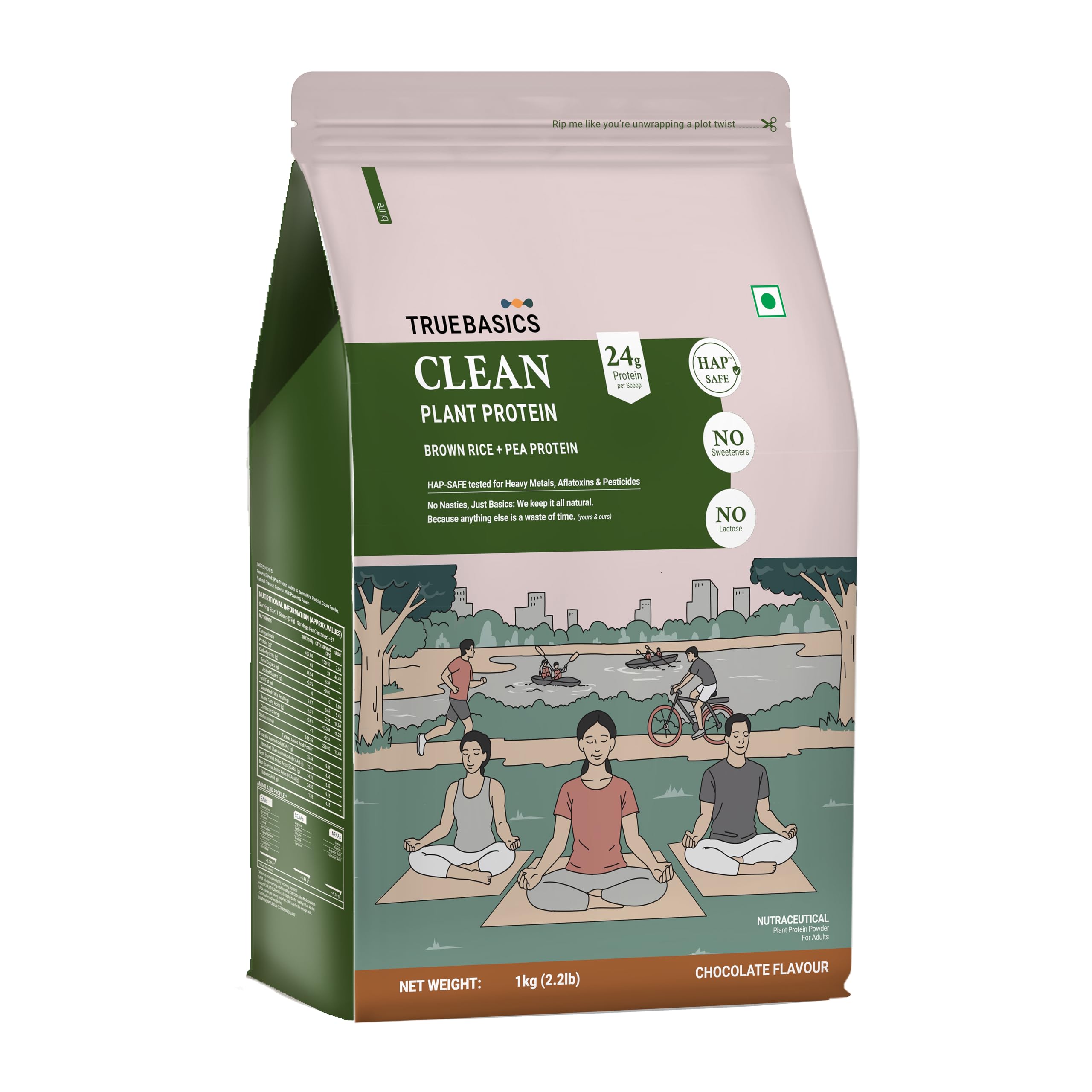 TrueBasics Clean Plant Protein Powder Pea Protein Isolate (Chocolate, 1kg) | 24g Protein per Scoop-image-18