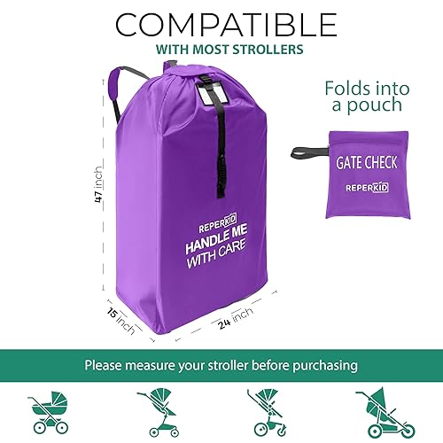 Vista 10 de reperkid Bolsa grande para cochecito para viajes en avión, azul, 47 pulgadas de alto x 24 pulgadas de ancho x 15 pulgadas de profundidad, se adapta