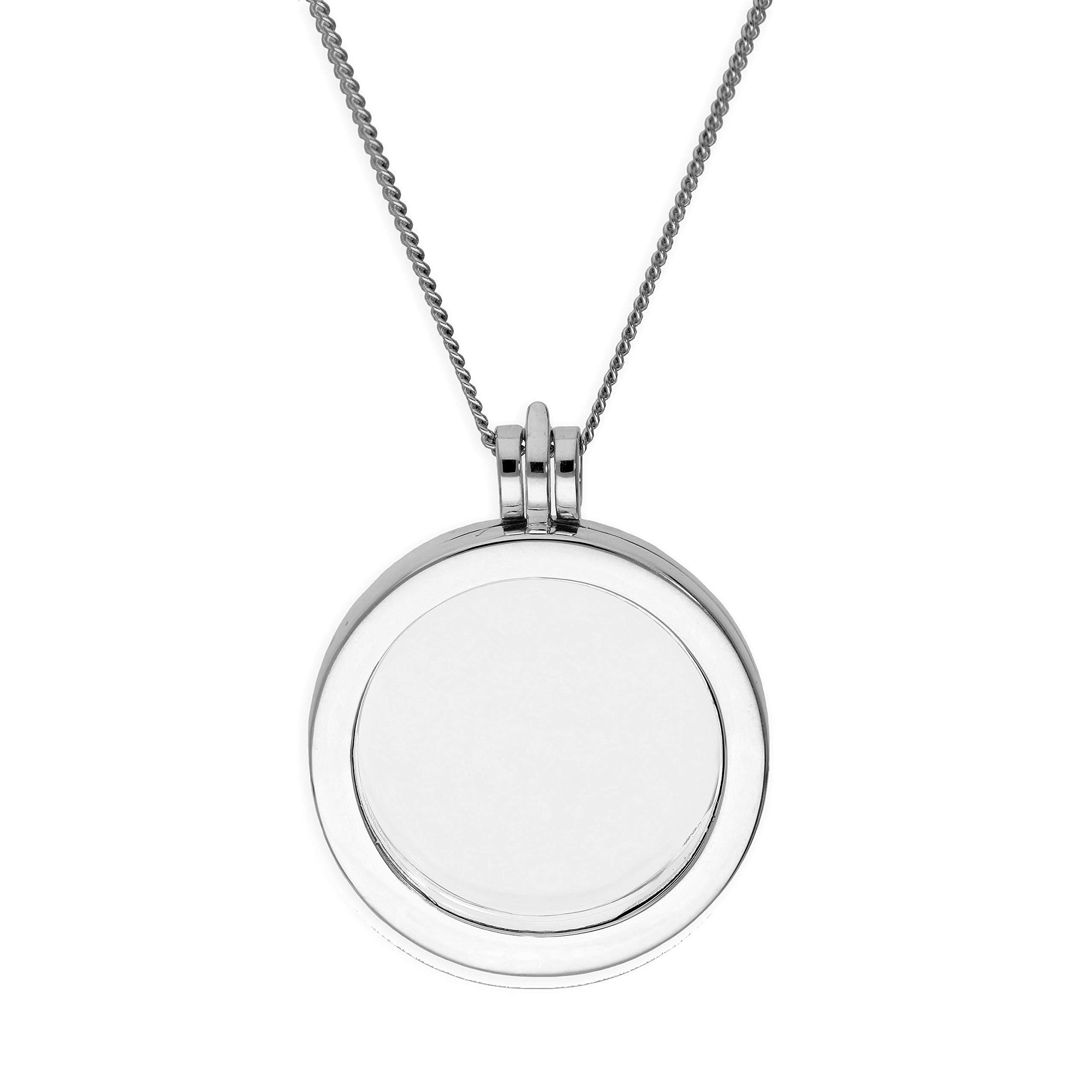 jewelleryboxLarge Sterling Silver Round Floating Charm Locket on Chain 16-24 Inches