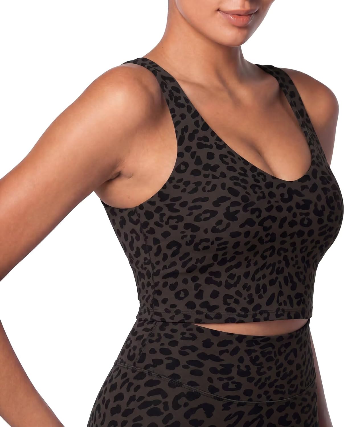 Women V-Neck Longline Sports Bras Low U Back Workout Yoga Athletic Crop Tank Top with Built in Bra