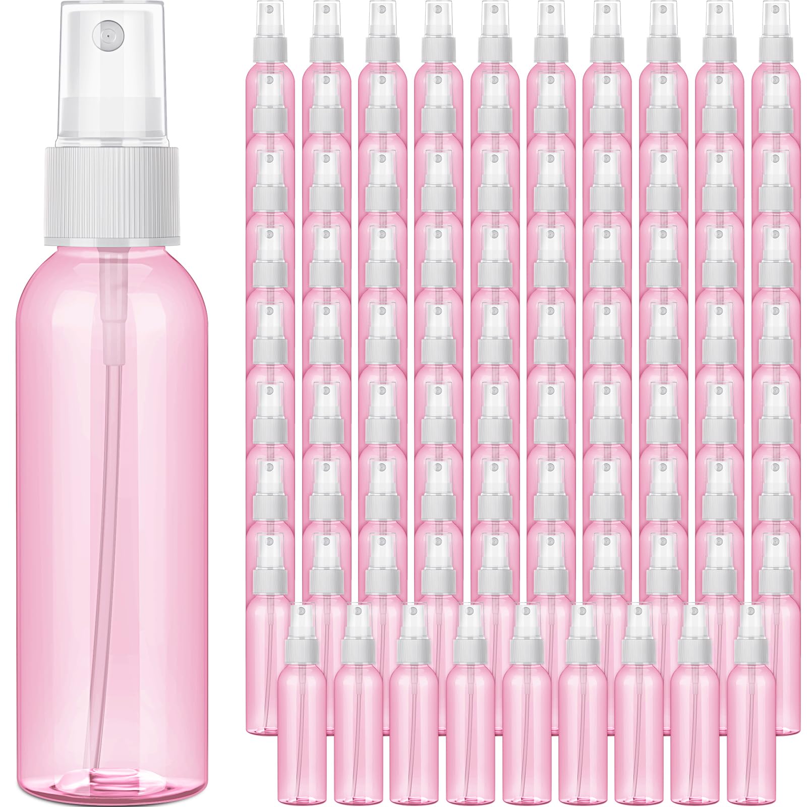 90 Pcs Plastic Spray Bottle Fine Mist 4 Oz/120ml Refillable Clear Empty Travel Spritzer Bottles Leak Proof liquid Containers for Makeup Perfume and Household Cleaning Use (Pink)