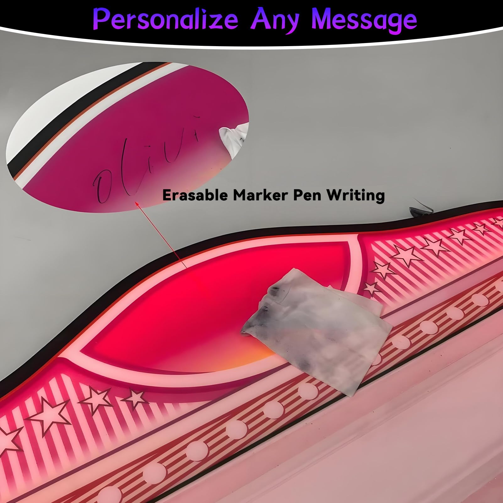 Insegna per Il Servizio di Bottiglie, insegna con Messaggio a LED, Pannello Luminoso con Lettere intercambiabili, per Feste, Bar e Discoteche. B
