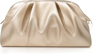 lovyoCoCo Women's Pleated PU Clutch Purse - Elegant Soft Wedding Evening Bag for Galas, Proms, Cocktail Parties