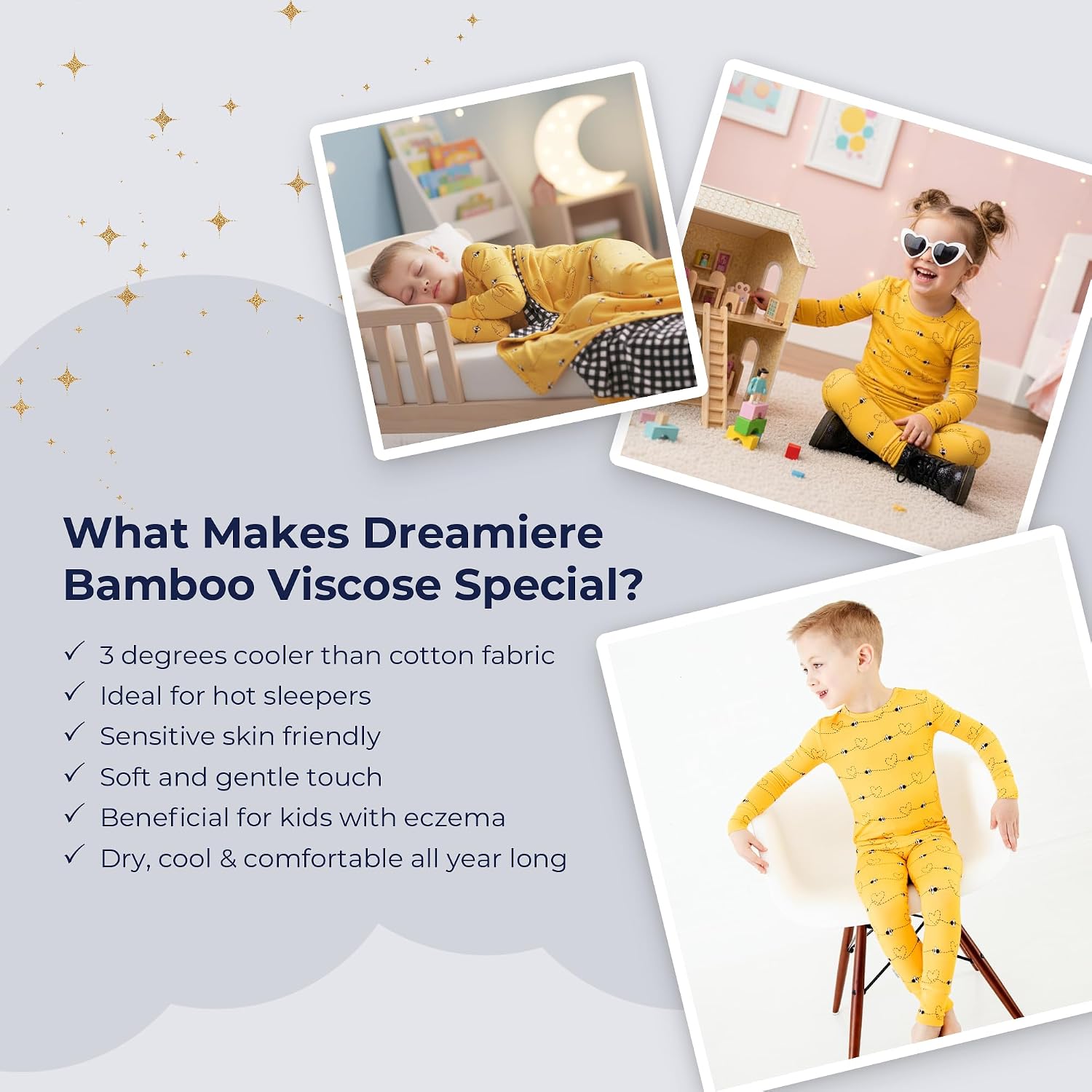 Dreamiere Two Piece Pajama Set | Boys-Girls | Toddler Sleepwear | Matching Family Pajama | Lightweight, Comfortable for Skin