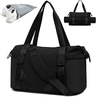 MAXTOP Women's Gym Yoga Duffle Bag with Shoe Pouch,Multi-Purpose Overnight Travel Bag for Gym,Work, Dance, Sports