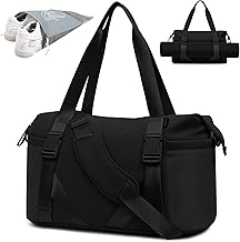 MAXTOP Travel Bag Sport for Women Yoga Tote Travel Duffle Bag Weekender Carry on Overnight Personal Item Bag For Fitness,Sports,Travelling, Black/White