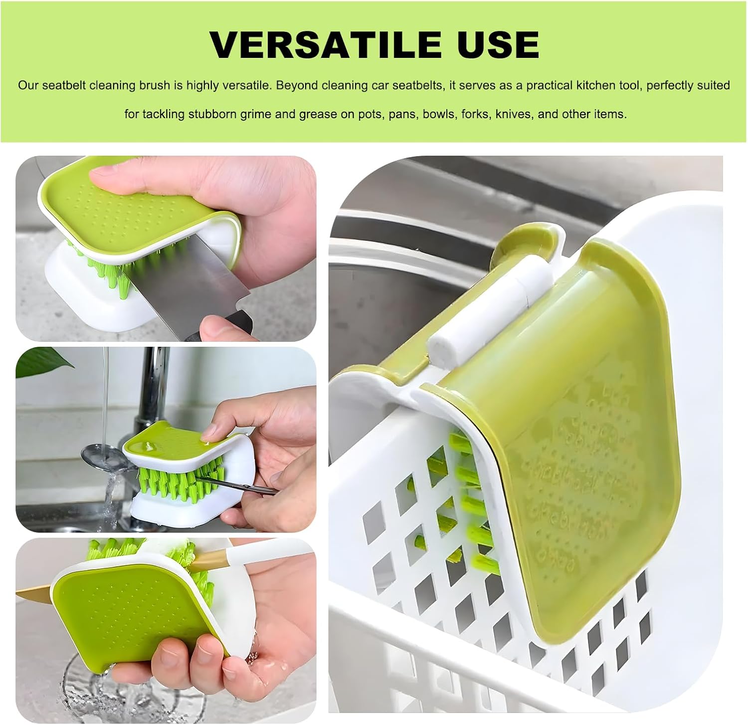 Sun Walker Car Seat Belt Cleaning Brush, Non-Slip Double-Sided Bristle Seatbelt Detailing Tool, Multifunctional Closable Safety Belt Washing Brush Kitchen Tableware Cleaner