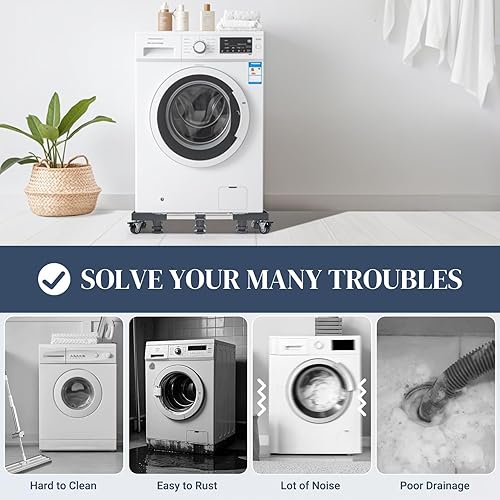 Miniatura 7 de WBD WEIBIDA Soporte de base de lavadora de tamaño completo mejorado con 4 ruedas de bloqueo y 10 pies fuertes, soporte de refrigerador de 24 a 31