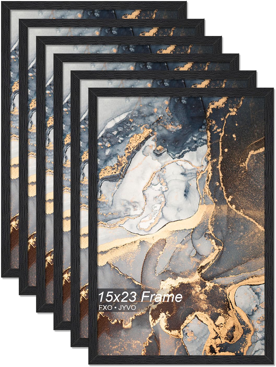Fxojyvo Engineered Wood 15x23 Picture Frame Set of 6, Black Frame for 15 x 23 Inch Picture Poster Photo, Light Weight 15 by 23 Frame with Wood-grain for Wall - 6 Pack/Black/15 x23 โ image 1