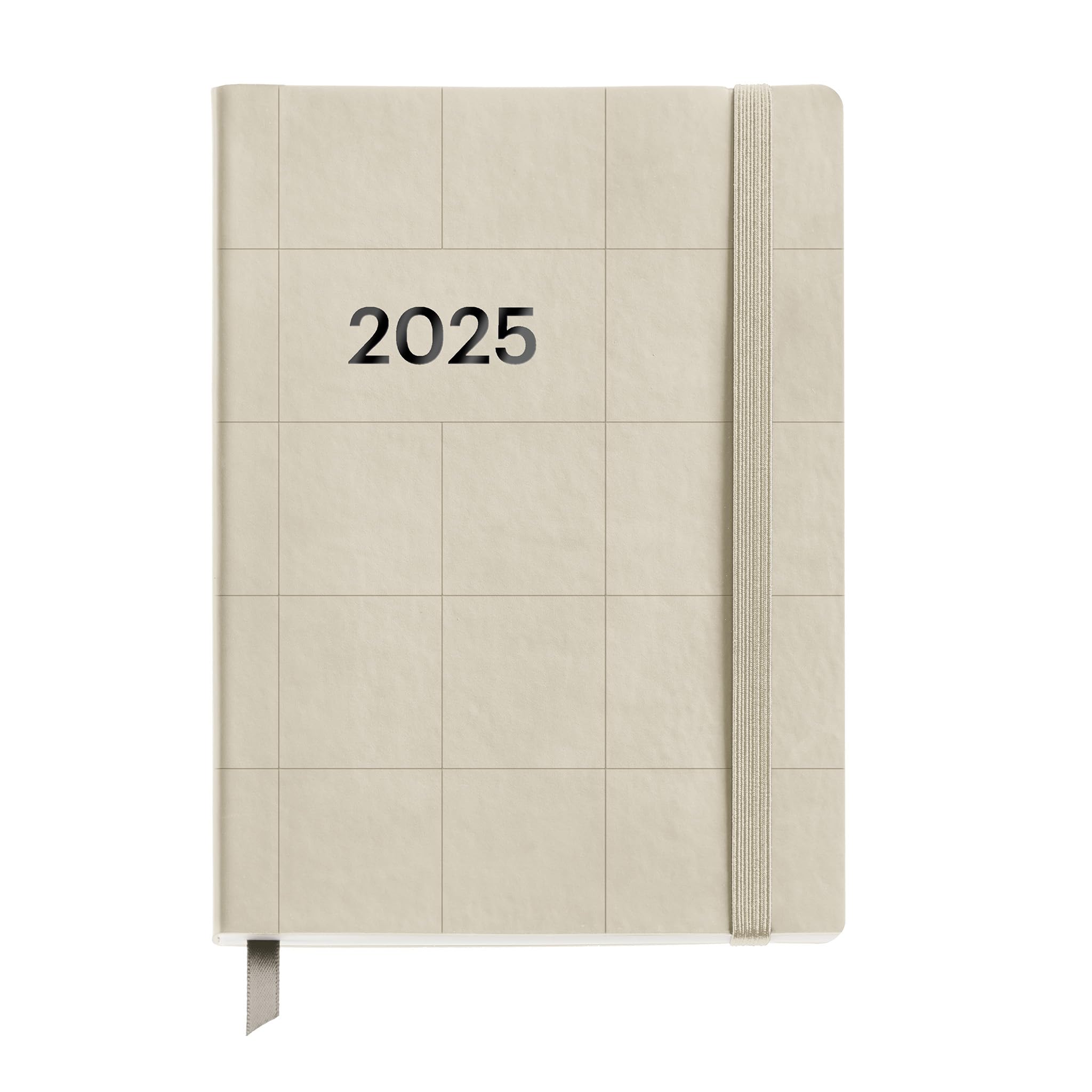 Miquelrius - Agenda 2025, Tamaño 122 x 168 mm, Agenda semana vista, Cubierta flexible símil piel cosida, Papel 80 g/m², Español, Inglés y Portugués, Color crema