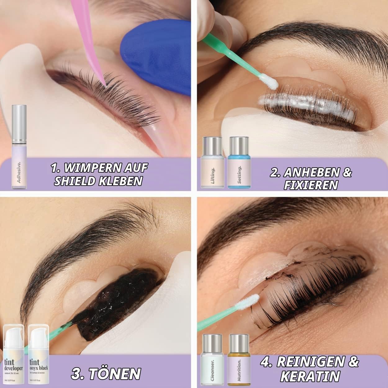 MIYA LASH Wimpern-Lift- und Tönungs-Set, Augenbrauenlaminierung und Tönungs-Set, Salonergebnis hält 6 Wochen, alle Werkzeuge enthalten
