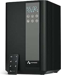 ASAKUKI Warm and Cool Mist Humidifiers for Bedroom Large Room Home, 5L Top Fill Steam Air Vaporizer 4X Faster Humidify 753 sq. ft with Humidistat, Remote, Auto Shut Off, Diffuser, Quiet Sleep Mode