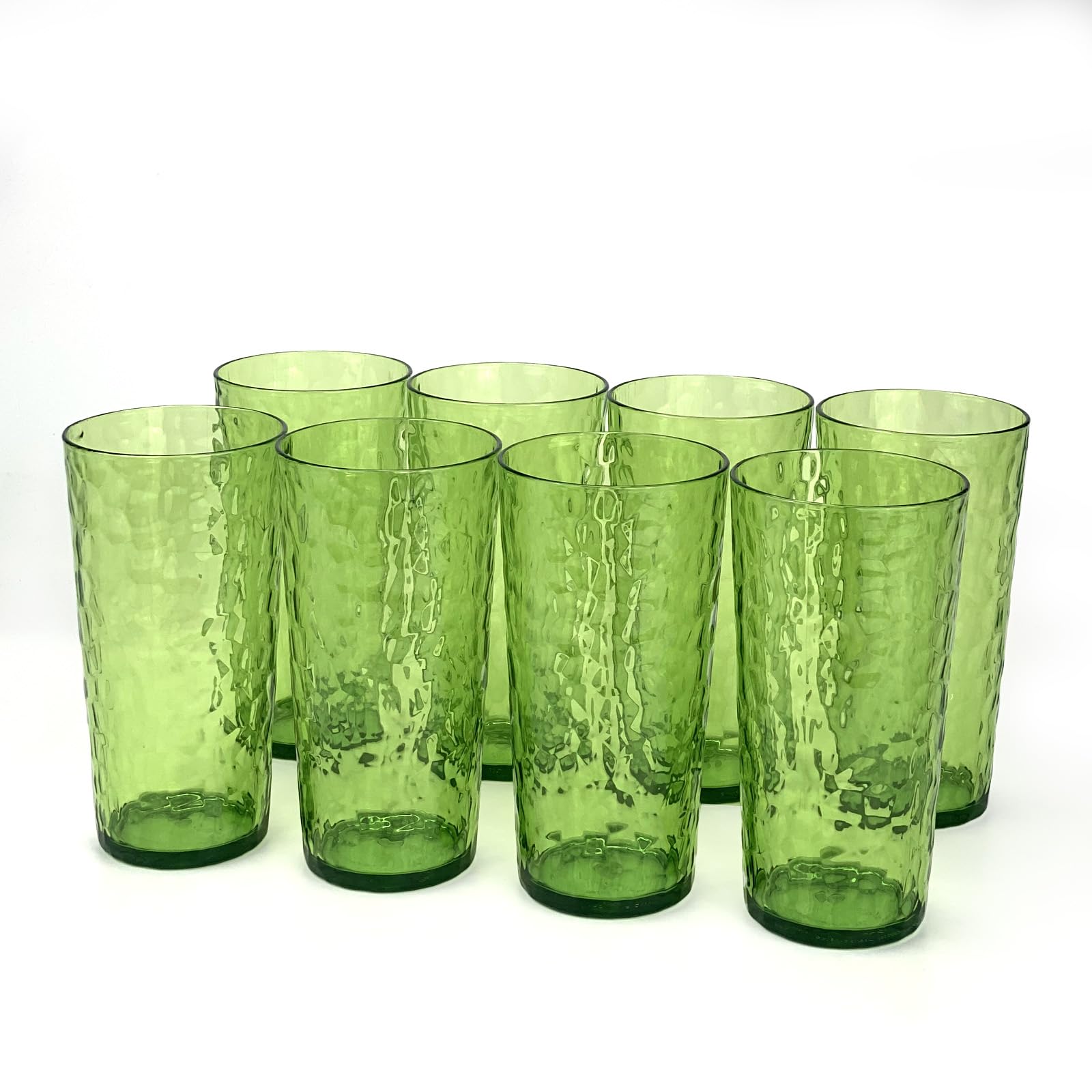 Yalin 24-Ounce Plastic Tumbler Acrylic Drinking Glasses, Reusable Plastic Cups, Stackable, BPA-Free, Shatter Proof, Dishwasher Safe, Set of 8 (Green), TG146