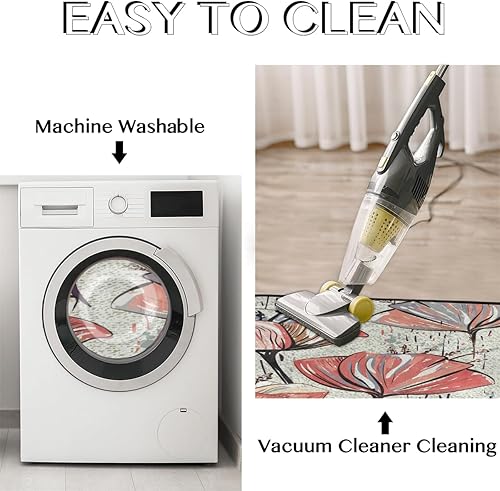 Miniatura 5 de Patrones de pintura artística de flores de tulipán de 47 x 17 pulgadas29 x 17 pulgadas, 2 alfombrillas antifatiga para suelo de cocina,