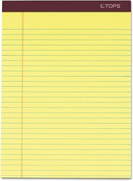 TOPS 63950 Docket Ruled Perforated Pads, 8 1/2 x 11 3/4, Canary, 50 Sheets Pack of 12