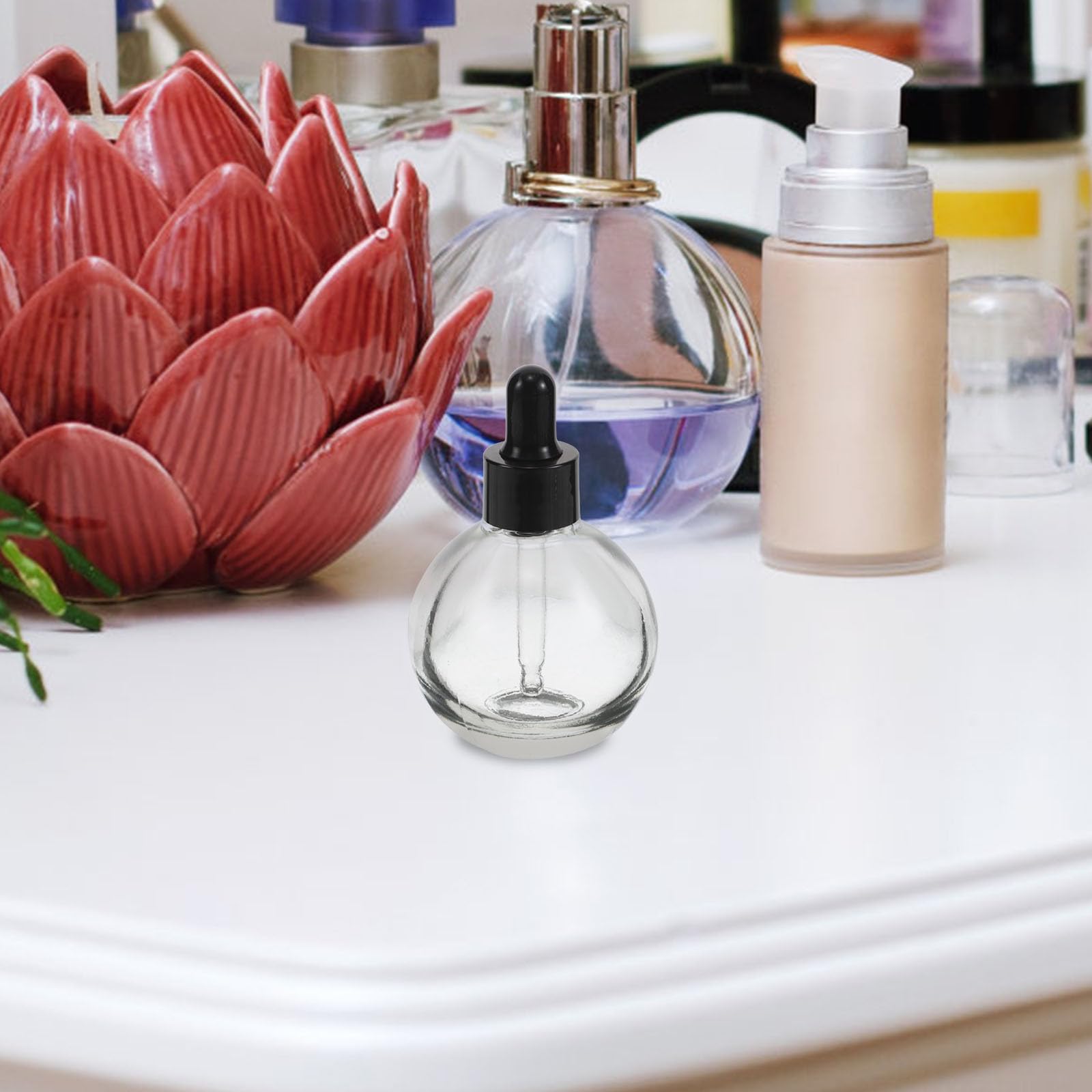 Alipis 12 Stück Kugel Tropfflaschen aus Glas 30ml mit Pipette | Klarglas, Silikon und Kunststoff, Nachfüllbar für Aromamischungen und Hautpflege, Kompakte Reisegröße
