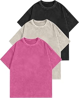Aiyino Womens Vintage Washed Oversized Cotton T Shirt | 100% Cotton, Vintage Washed Finish, Oversized Boyfriend Fit, Soft Breathable Comfort, Available in 1 Pack or 3 Pack